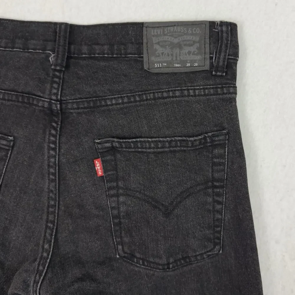 Levi’s Boys Jeans 511 Slim Stretch Denim Black Gray Wash Youth 18 Regular